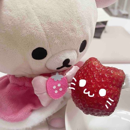 ねこさんみたいないちごだね🍓