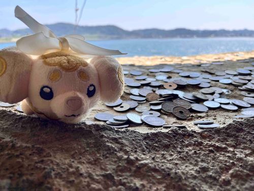 楽しいね〜🏝️☺️洞窟から広い海とお山が見えるよ！良い眺めだね！