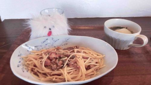 ミート パスタ さん と 、 オニオン スープ さん 。

また たべたいな 。