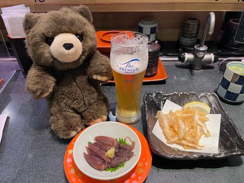ホタルイカと白エビの唐揚げで富山の夜をたのしむよ〜🧸✨