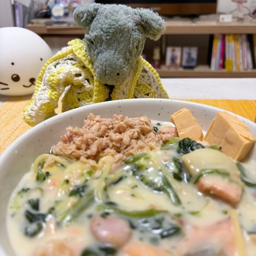 きょうの ばんごはんは くりーむ ぱすた🍝

うーはね　しちゅー すきだから これもすきなの。