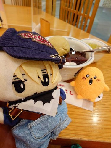 ほうじちゃのあんみつたべたときのしゃしんだ

ところで、となりはあたらしいなかまなんだが もぐらなのかころっけなのか どっちなんだ？