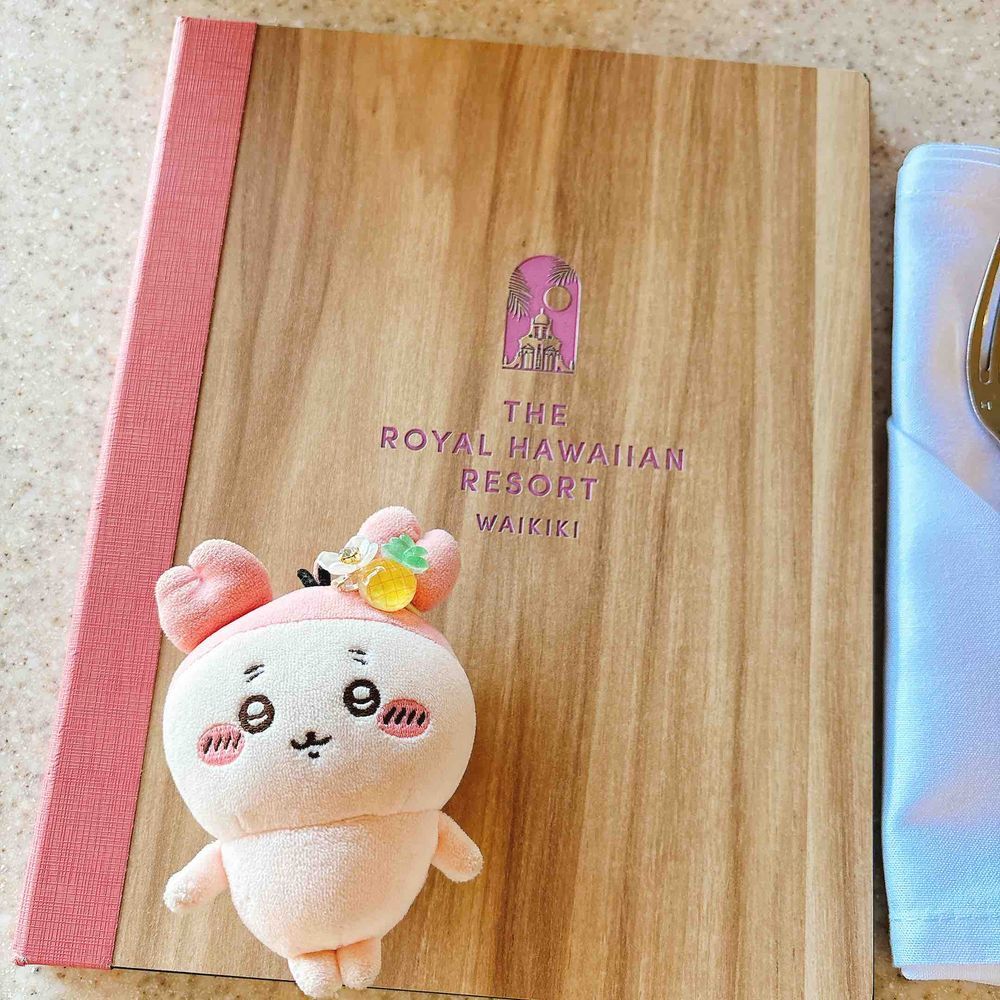 6泊8日？の旅の最後はワイキキにも泊まったパシ🏝️パシと同じピンクのロイヤルハワイアンに泊まったパシよ〜！全部ピンクで可愛いパシ🩷