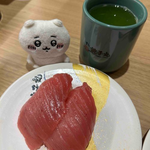 おすし！得意げにざんまいのポーズをしているね