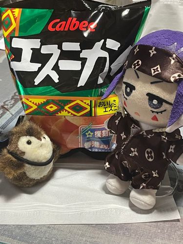 🎸「えすにかん！っておかしたべてみたよ〜😉
ぴりからでおいしかった👍」
🦉「ええ、かなり好みの味でした。辛めの味でしたので、辛いの苦手なステラは食べられなかったのは残念ですが…。」