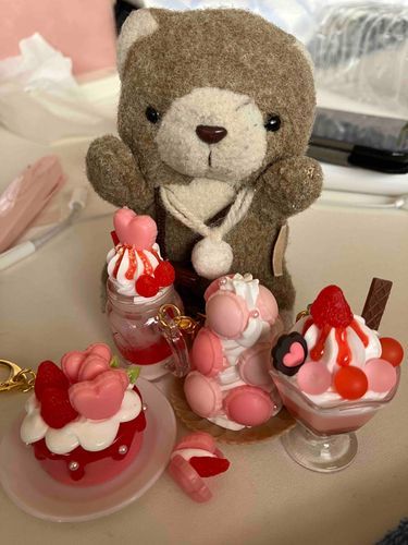 ガチャガチャの苺スイーツがたべたくてここちゃんにたくさんせがまれました。なんだかお顔が満足そうね
