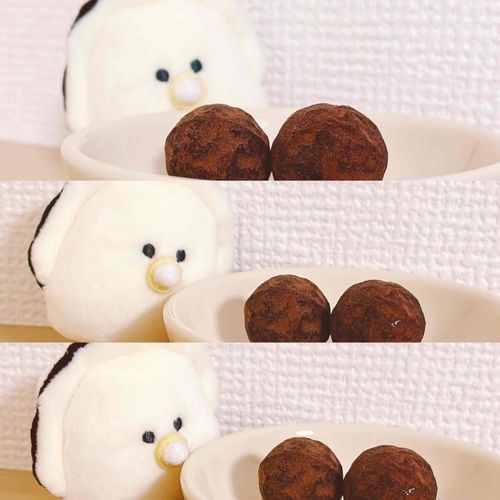 これはチョコレートをもらったので見ているところです
①ほぇ〜②はぁ〜③ほほぉ〜
です。ご査収ください