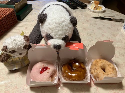 もっちゅりんを食べてみた！
その食感は、まさに“もっちゅりん“だった
でも、この食感は、もはやドーナッツではない！
そもそもドーナッツの定義ってなんだ？
小麦粉を使った生地を油で揚げたもの？
でも焼きドーナッツは揚げてないよね？（あれは、リング状のフィナンシェなんじゃないか？）リング状ならドーナッツと呼んでいいなら、ベーグルだってドーナッツってことになる
形は関係なく、揚げてあることがドーナッツの定義なら、サーターアンダギーもチュロスもドーナッツって事でいいのか？
もっちゅりんは揚げてるのかな？
でも食感は和菓子の求肥や葛餅に近いもっちゅり感で、明らかに通常認識のドーナッツのそれとは大違いなんだ！！
そしてドーナッツの謎は深まる……
