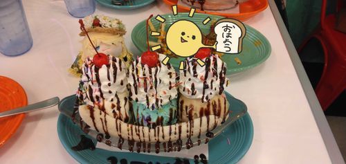 あめりかんなアイスがおいしかったね、もちのりさん。たくさんたべたね💮