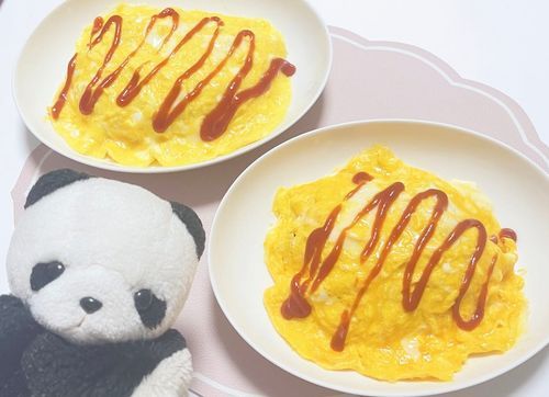 夜ご飯は、ぱんだの大好きなオムライスだよー❤️
