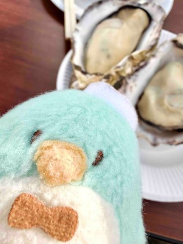 地元のお祭りで焼き牡蠣食べてきた！サムと同じくらいの大きさ！