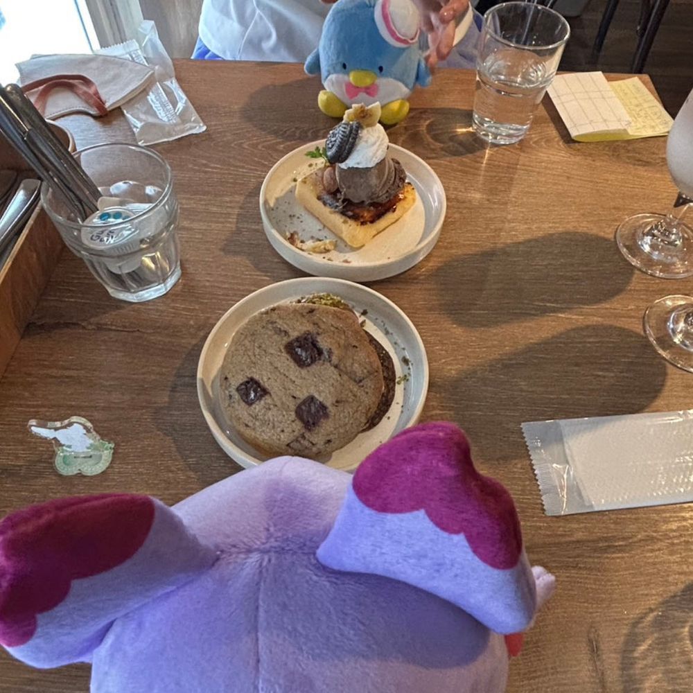 お友達ぬいのマシュタンとカフェ巡りをしたよ！
ポケモンバトルみたいになった笑