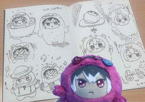 🍑(合成)：おれたちの ぬい主  おれたちのにがおえ かいたけど ‘’えっくす”は“ろむせん”だから のせるところがないんだって。。