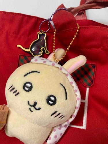 ちいかわのうさぎのキーホルダーと、
自分で作った猫のキーホルダー（レジンです）
ピアノの発表会で連れて行きました。