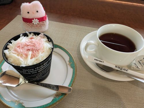 ふわふわのチョコレートがのったケーキ。なんとなく雰囲気が似ているね🐱