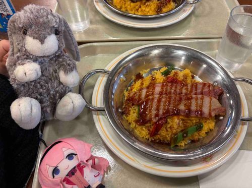 スペイン村のイベリコ豚のベーコンのパエリア美味しい♡