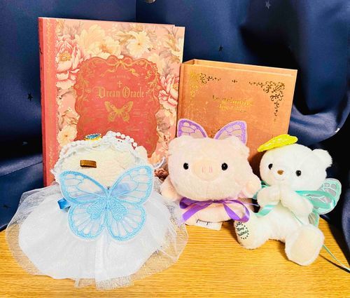 見てみて❣️
前は紫色だったけど今度は水色のお羽生えちゃった🦋🩵
少し前に買ってもらった水色ドレスとよく合うの✨
シアのお家のお羽３つになっちゃったよ💚🩵💜