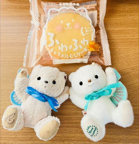 みてみて！！
可愛いキャラメル味の蒸しケーキ発見しちゃった👀💖
癒し系スイーツだって❣️
心もお腹も癒されちゃったよ💜🧸💚