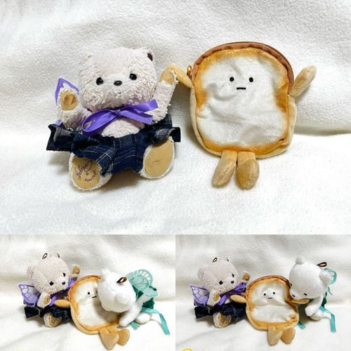 じゃじゃ〜ん！シアのお家にポーチの食パンさんが来たよ🍞
ままが一目惚れしたんだって🤭
シアこの子のお名前考えたの💭✨その名も「しょくぱんマン」！！強そうでしょ🦸‍♂️！

記念写真撮ってたらメリちゃんが来て、しょくぱんマンのこと食べようとしちゃってびっくり💦
この後ちゃんと謝って仲良くなってたから安心してね🧸💚🍞