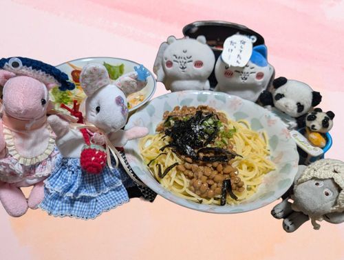 しぶきだよ！！
みんなと納豆パスタ食べたよ！