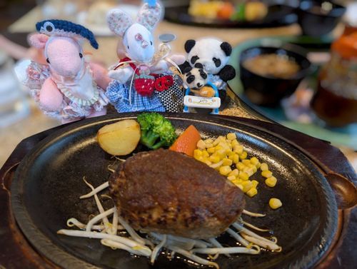 しぶきだよ！
ハンヴァーグ食べたよ！
ジュースぃ〜！！