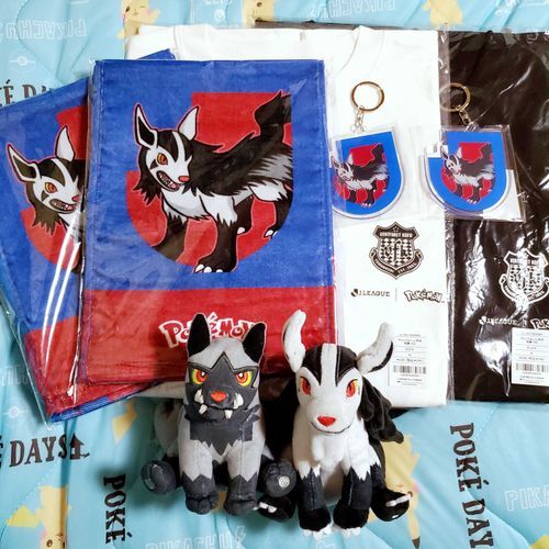 グラエナがコラボした、Jリーグのヴァンフォーレ甲府のグッズが届いたぜ！　相棒が嬉しそうに「記念撮影しよう！」ってエナ(グラエナ)も連れてきた。

ウチのエナは、オレより後に生まれて、後からこの家にきたから、オレにとっては妹ってやつらしい。
相棒がそういうんだから、そうなんだろうな