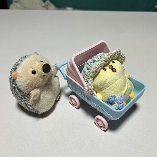 後ろからおしてあげるね！
と、お友達のハリネズミくんがきたよ