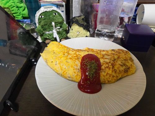 ライスオムレツー！！好きなカフェのライスオムレツが食べたくてさいげんしたいんだって！