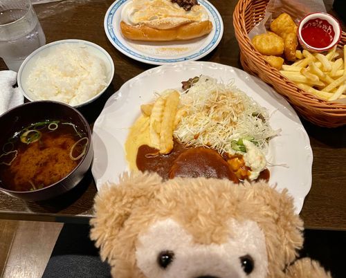 チーズハンバーグランチだふ🧸ポテナゲ🍟とあげぱん🥖も🥰