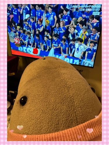 早起きしてサッカー応援したよ⚽️📣