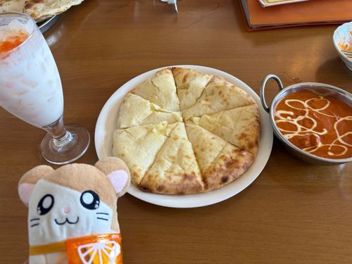 チーズナンのチーズが伸びすぎてお店の外まで切れなかったのだ〜！（おおげさ）