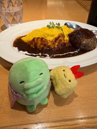 おひる オムライスとハンバーグの よくばりセット たべたよ！
