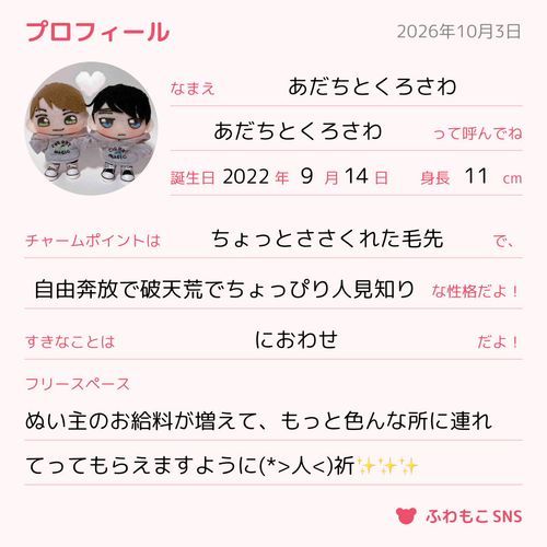 プロフィールだよ( 'ω' و(و