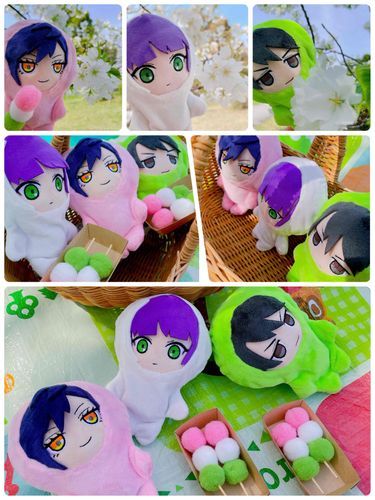 【No.7】三色団子ちゃんズ🍡

初めてまともに自作したぬい服、やっとお外で撮れた！🥰