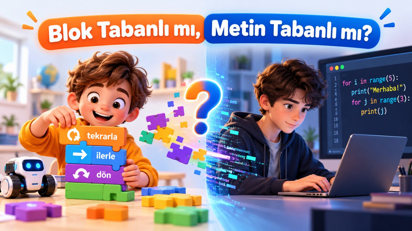 Füzyon Akademi'de kodlama dersinde çalışan öğrenciler