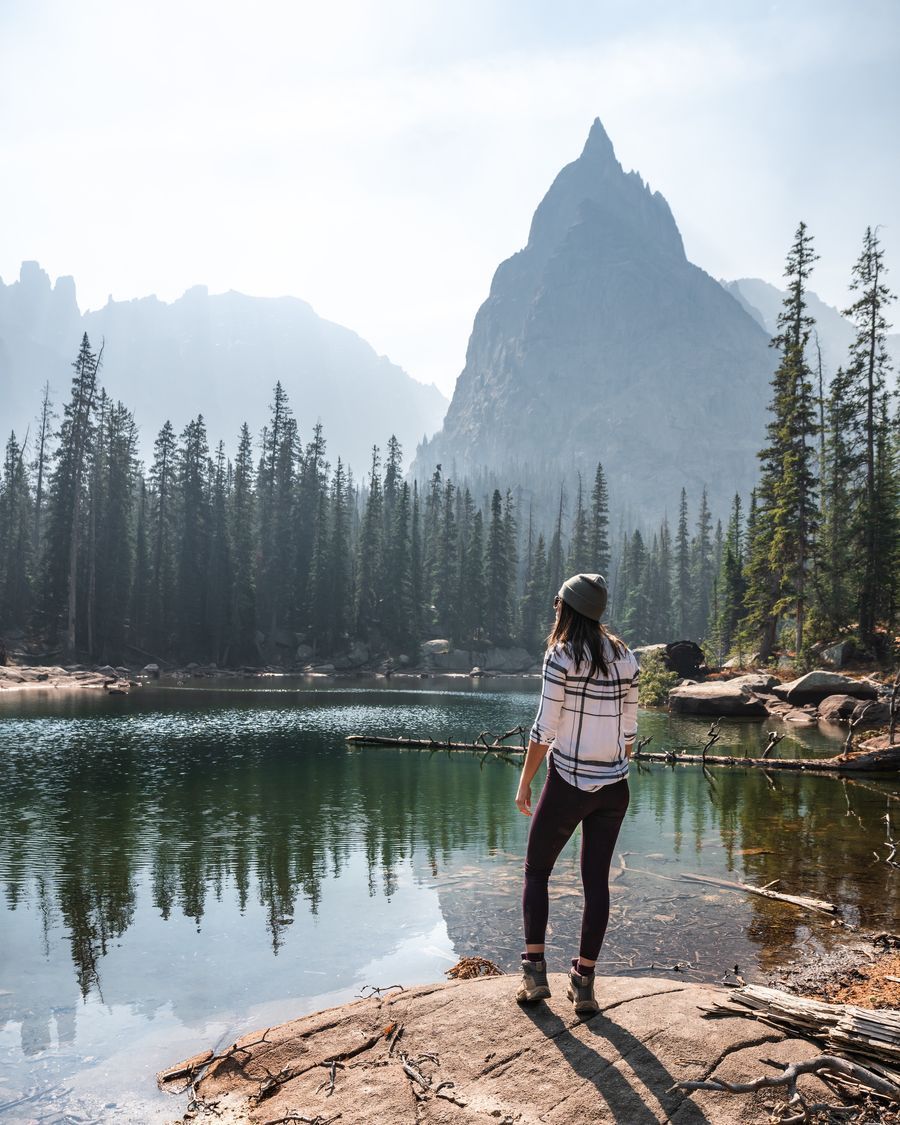 Lone Eagle Peak & Crater Lake in Rocky Mountains region of Colorado