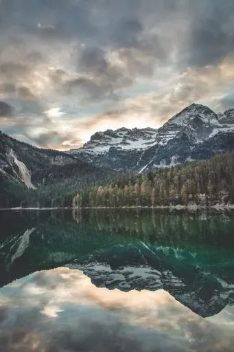 Lake Tovel in Non Valley region of Dolomites