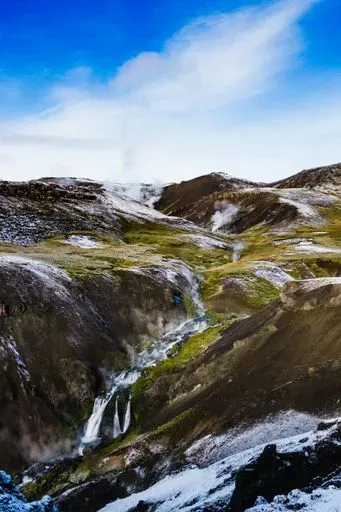 Reykjadalur Valley in Golden Circle region of Iceland
