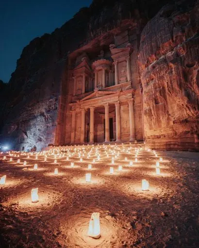 Petra By Night in Petra region of Jordan