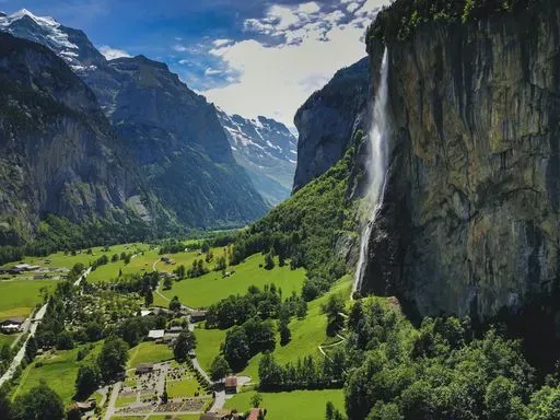 Staubbach Waterfall in Grindelwald region of Switzerland