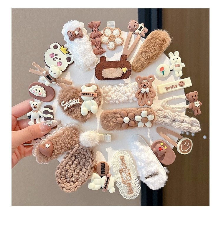 lot de 48 Pince à cheveux en peluche miniature 4