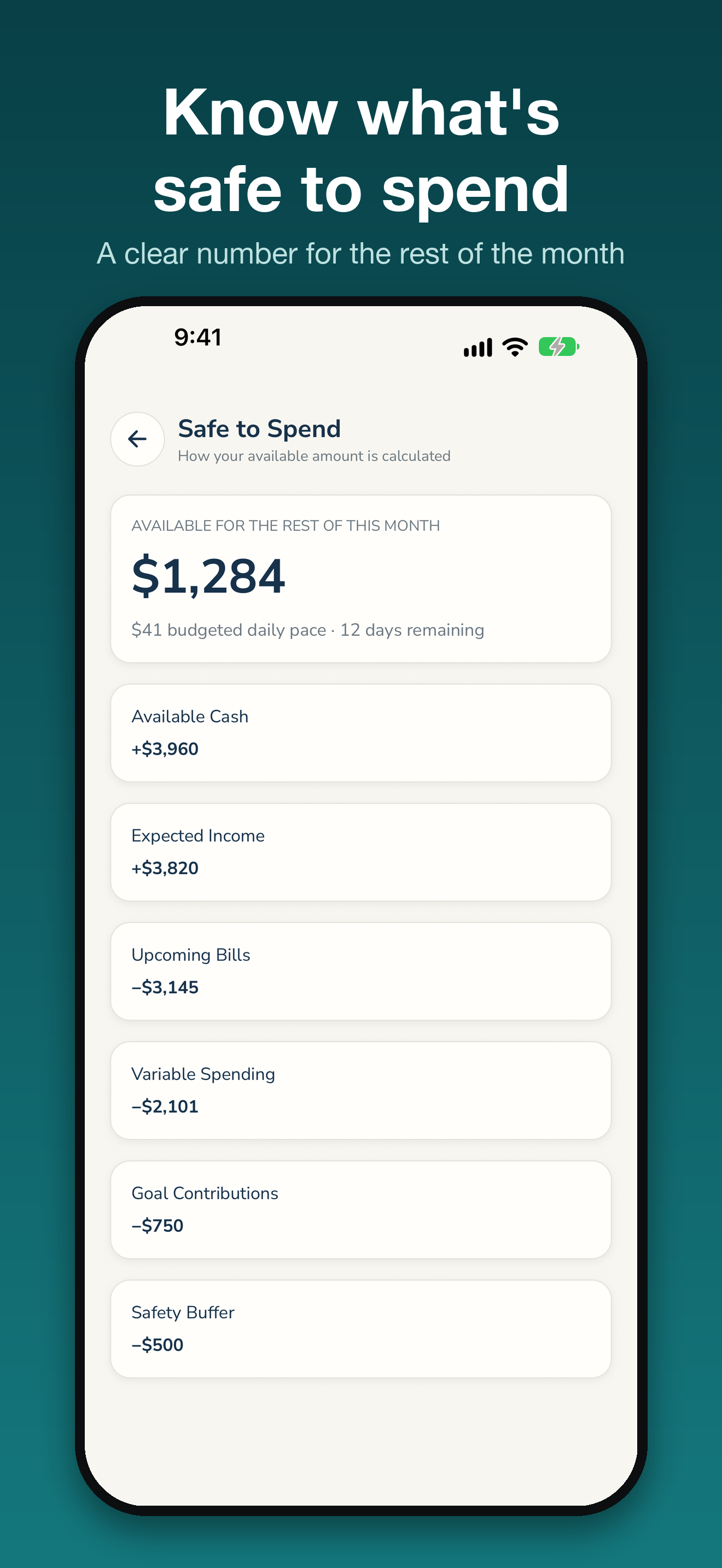 Know what's safe to spend