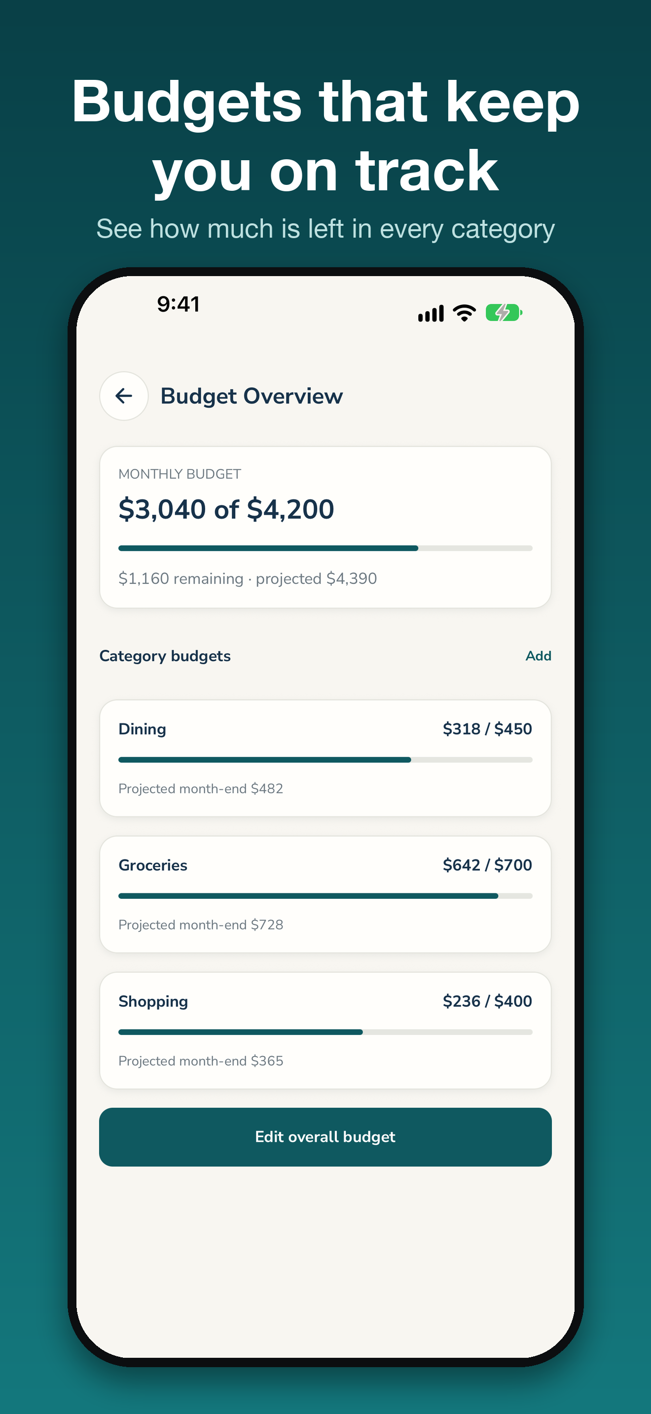 Budgets that keep you on track