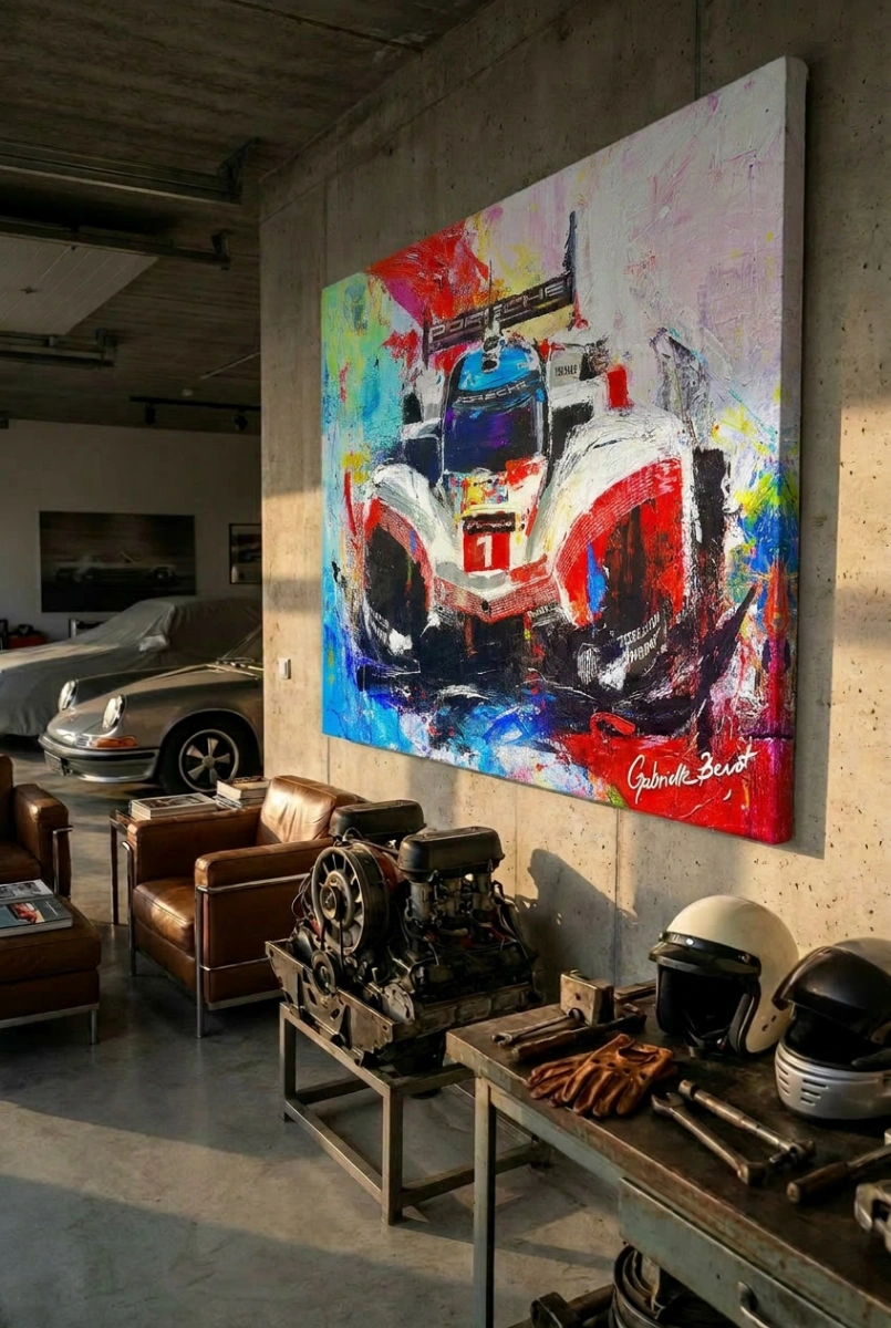 The Art of Speed: Choosing Contemporary Automotive Fine Art for High-End Garage and Showroom Interiors