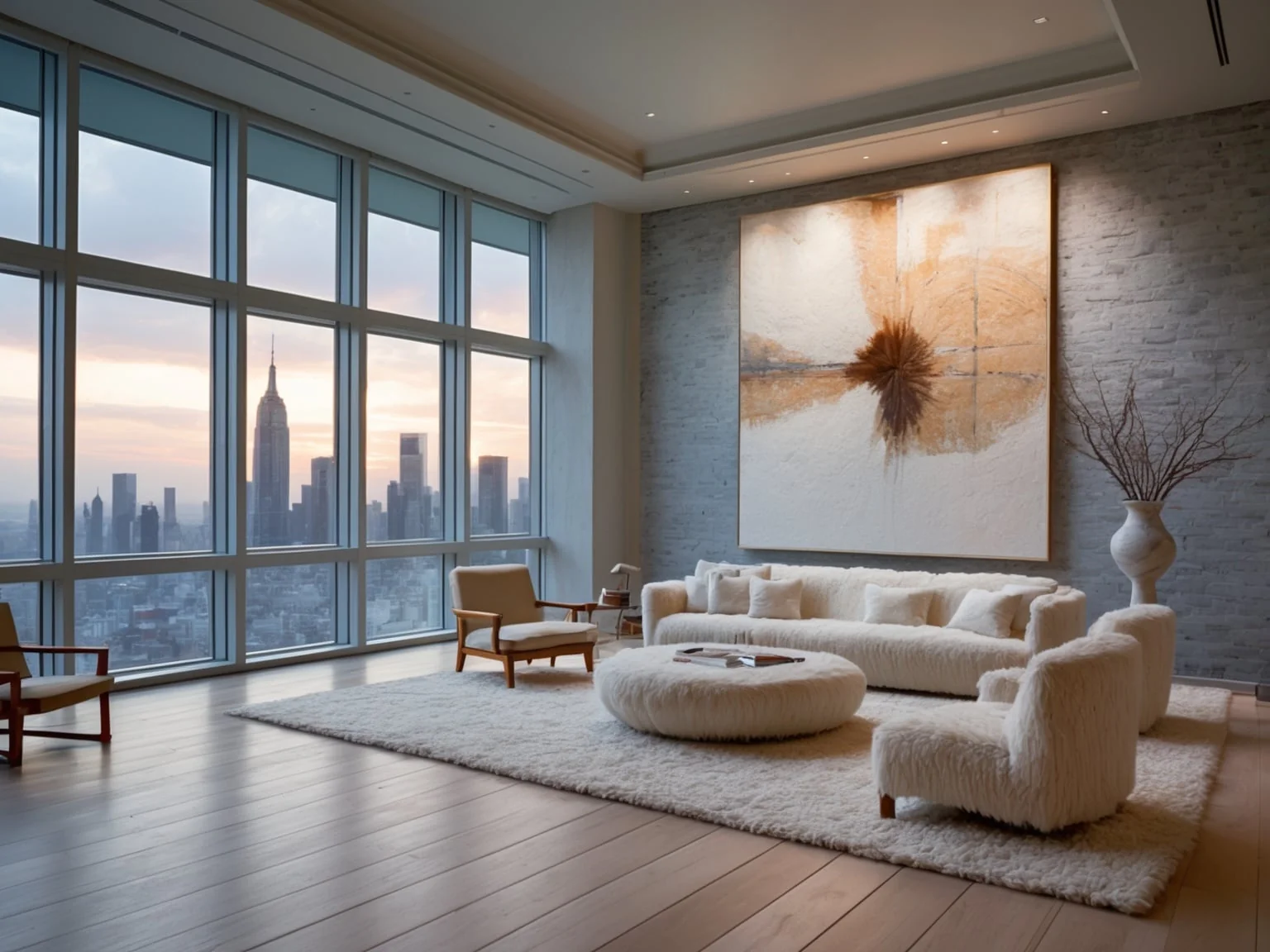 The Art of Scale: Why Large Abstract Wall Art Defines the Luxury Penthouse and Mansion Interior - Scene