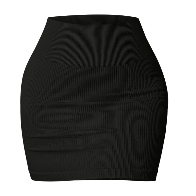 Ribbed Seamless High Waisted Bodycon Mini Skirt New 1