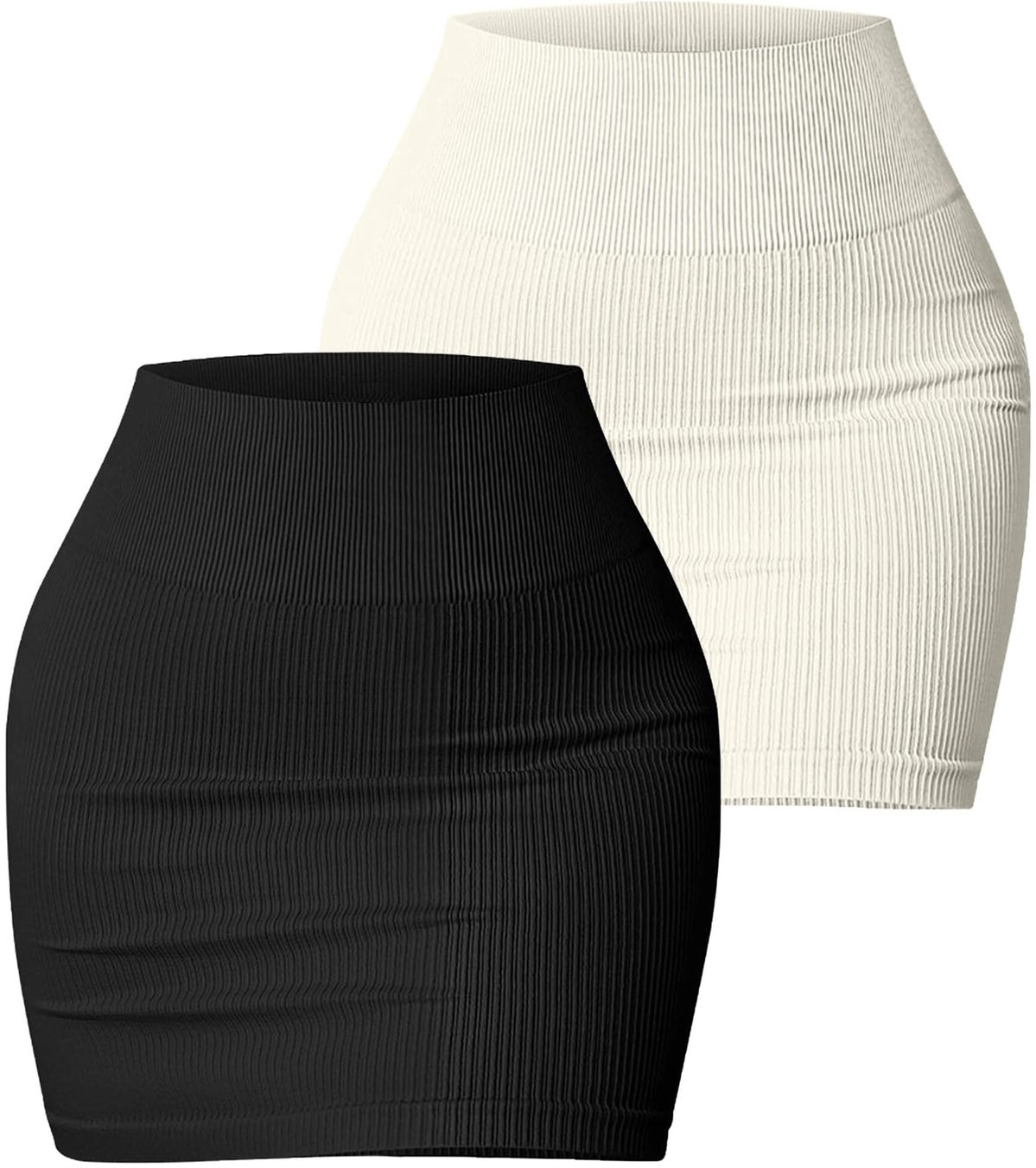 Ribbed Seamless High Waisted Bodycon Mini Skirt New