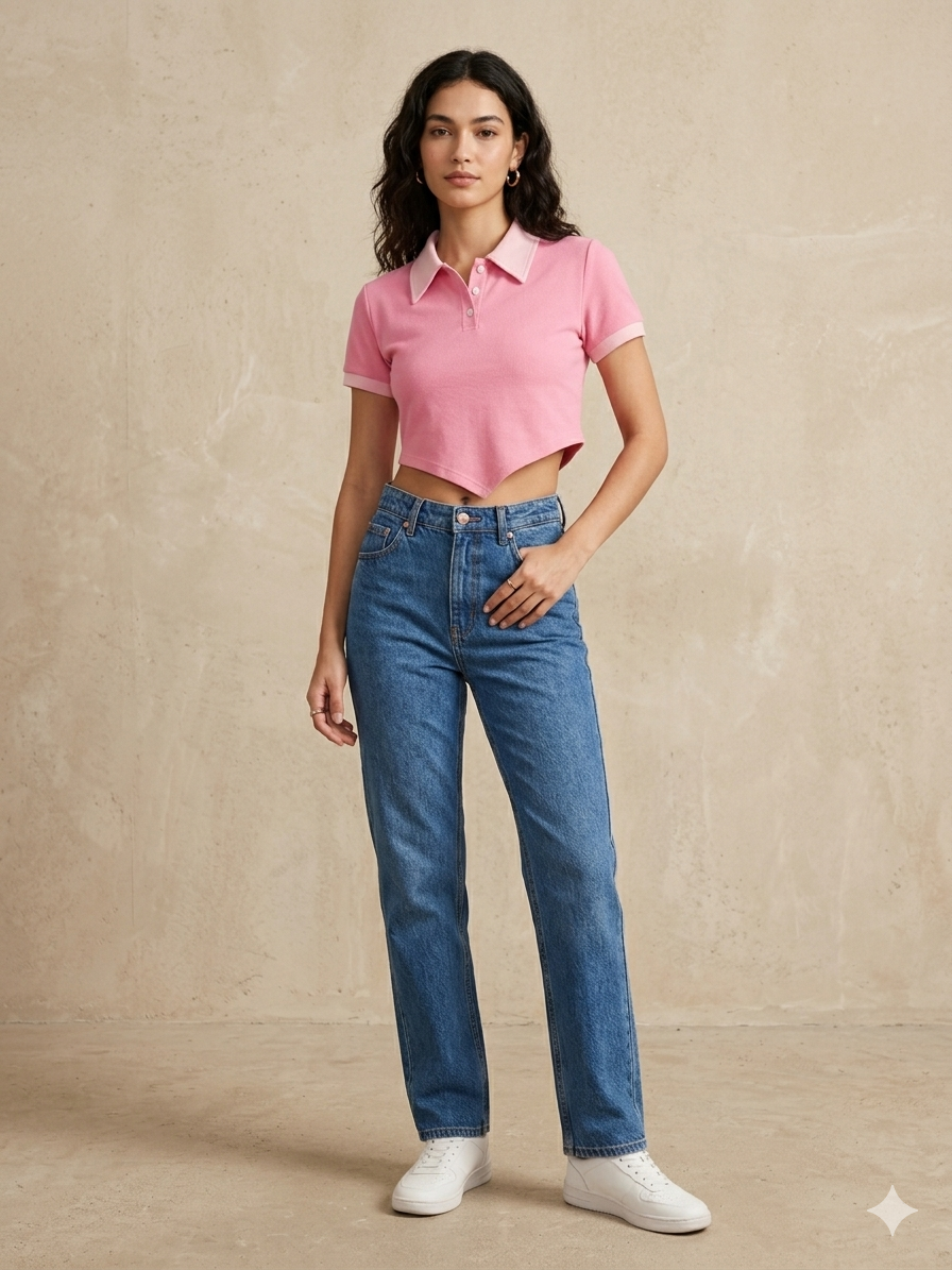 Petal Pink Kerchief-Hem Polo 1