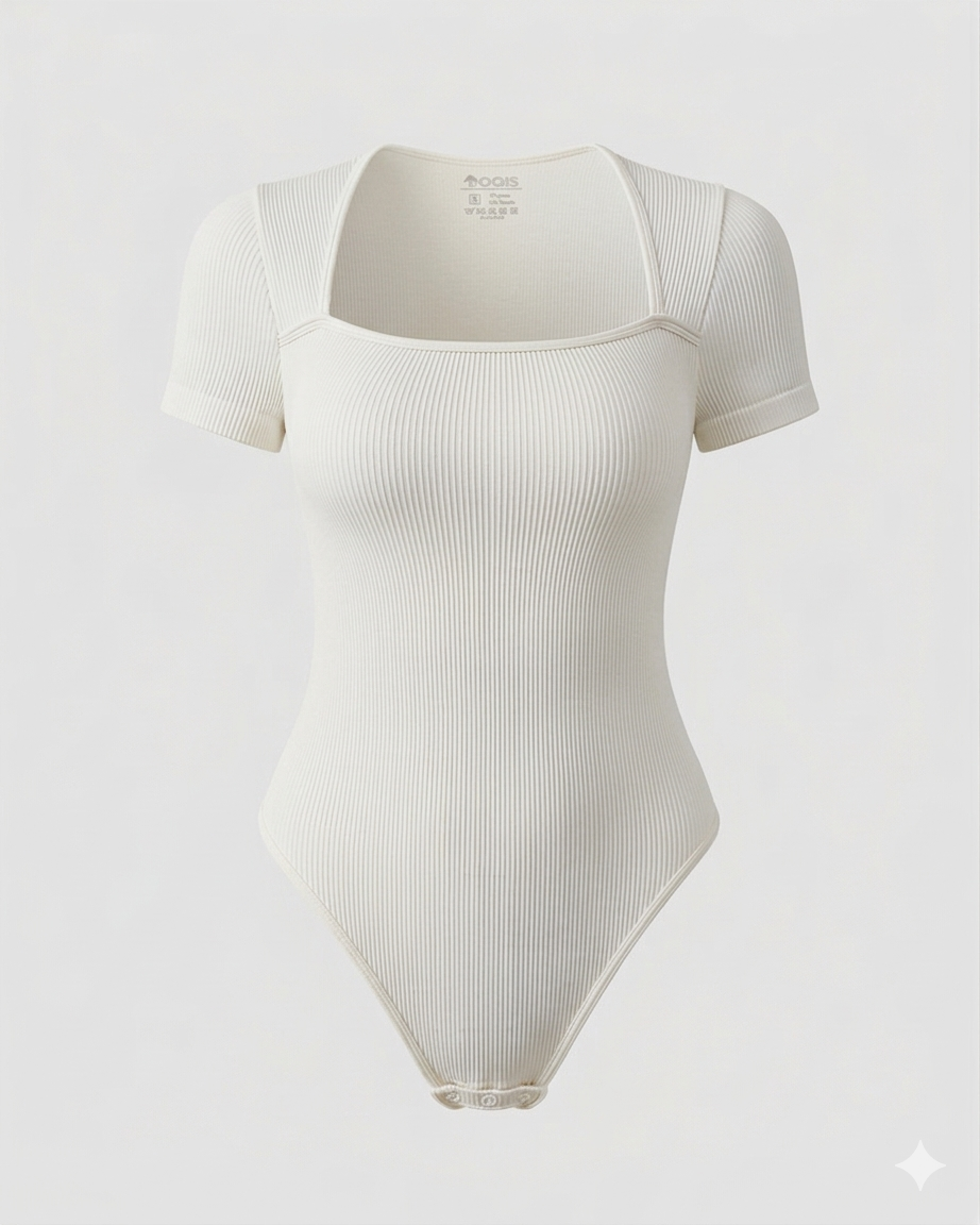 Sculpting Square-Neck Ribbed Bodysuit 3