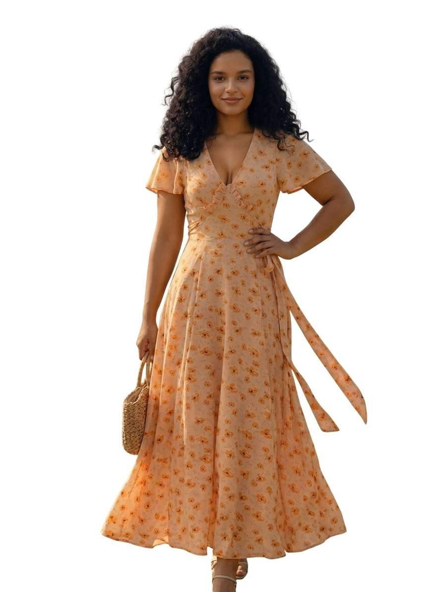 The Meadow Muse Floral Midi Dress by Xiarichanming